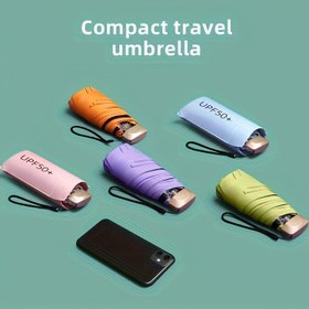 Resim Outdoor Mini Taşınabilir Güneş Şemsiyesi, Kadınlar İçin Ultra Hafif Katlanır Parasol, 5'li -Güneş Koruma ve Sekiz Renk Seçeneği 