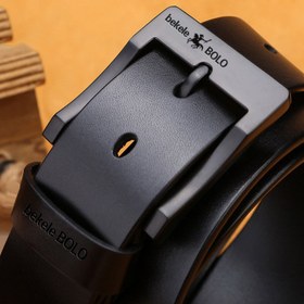 Resim Zinc Alaşımlı Tokalı Lüks Tasarımcı Erkek ve Kadın Gerçek Deri Kemer - İki Katmanlı İnek Derisi, Siyah, Rahat İş Stili, Normal Boy, Dayanıklı ve Şık, Rahat Giyim, Resmi Aksesuar, Sophisticated Aksesuar, Yüksek Kaliteli El Sanatları, Erkekler İçin Kemer Tokası, Erkekler İçin Kemer 