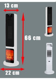 Resim Hoogar German 2701 L White Oled Şömineli Ekran Dijital Göstergeli Kule Tipi Seramik Hızlı Isıtıcı 