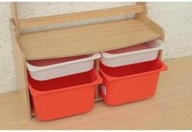 Resim Dr.Wood's Happy Kids' Toys Montessori Kitaplık Dolap, Çocuk Kitaplığı, Saklama Bölmeli, Ahşap 