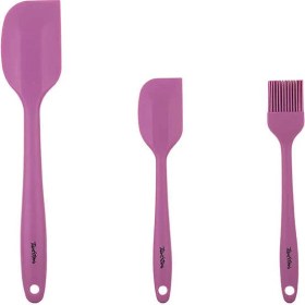 Resim Vişne Renkli 3lü Silikon Spatula ve Fırça Seti 