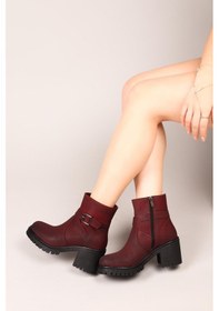 Resim Lola Kemerli Topuklu Kadın Bot Bordo-7453 Bordo 
