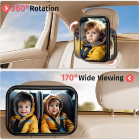Resim Bebek Araba Aynası, %100 Kırılmaz, 360° Dönebilen Arka Koltuk Aynası 