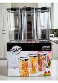 Resim 3 Lü Şeffaf Kristal Saklama Kabı 1800 Ml X3 Büyük Kapasiteli Gıda Depolama 5.4 Lt Şeffaf 