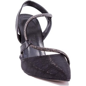 Resim Dagoster Dza07-396155 Siyah Simli Abiye Topuklu Kadın Ayakkabı 001 