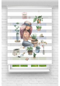 Resim Perdecizade Enxboy Çiçekci Kız Dijital Baskılı Zebra Perde-cocuk Odası-stor Perde Pz-2584 Renkli 