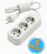 Resim EKO Grup Priz 3'lü Anahtarsız Topraklı 5 Metre Seyyar Ara Kablolu Uzatma Kablolusu 