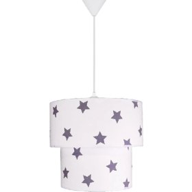 Resim Şenay Aydınlatma Çocuk Odası İkili Silindir Kumaş Avize Sarkıt-Beyaz Yıldız 
