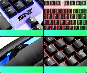 Resim Snt TF-230 Rgb Gaming Klavye Mouse Seti | Oyuncular Için Işıklı Klavye & Mouse Set türkçe alfabe 
