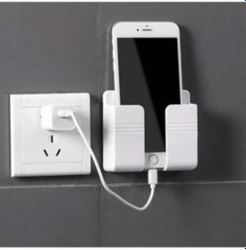 Resim Duvara Yapışan Telefon Kumanda Tutucu Aparatı Beyaz 