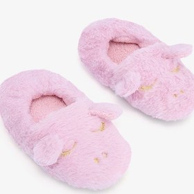 Resim Penti Açık Pembe Kız Çocuk Unicorn Desenli Nakışlı Ev Patiği 