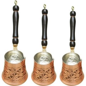 Resim Nakışlı 3'lü Bakır Cezve Seti 