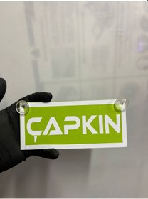 Resim Yeşil Renk Üzeri Beyaz Renk Çapkın Yazılı Vantuzlu Cam Süsü 