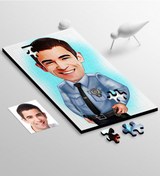 Resim Kişiye Özel Bay Polis Karikatür 48 Parça Ahşap Puzzle - 1 Diğer