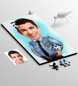 Resim Kişiye Özel Bay Polis Karikatür 48 Parça Ahşap Puzzle - 1 