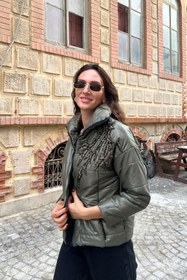 Resim GZ Design Dal Işlemeli Asker Yeşili Şişme Mont 