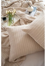 Resim Boho Waffle-bej Tek Kişilik 160x240 Yatak Örtüsü 50x70 - 1 Ad Yastık Kılıfı 7041a 