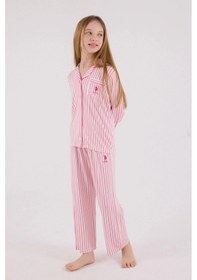 Resim Kız Garson Gömlek Pijama Takımı - Açık Fuşya Açık Fuşya 