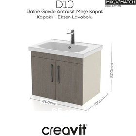 Resim Creavit D20 65 Cm Kapaklı Lavabo Dolabı Dafne Melamin Kapak Diğer 