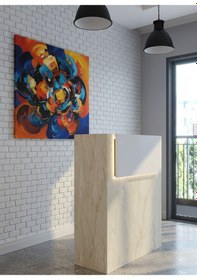 Resim Resital Ledli Karşılama Bankosu G-90 Cm Ofis Kasa Resepsiyon Masası Banko-003-8-1 