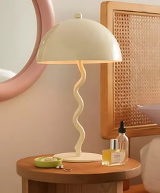 Resim retro home design Zikzak Mantar Model Krem Dekoratif Masa Lambası Abajur Salon Yatak Odası Çocuk Odası 
