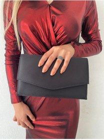 Resim she poly Saten Siyah Abiye Çanta Clutch Portföy Askılı Omuz ve El çantası 2023 