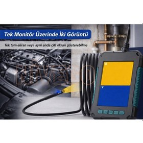 Resim Nivego Monitörlü Kameralı Ekran 10 Mt X 5.5 Mm 4.3 Inç Çift Görüntülü Hafıza Kart Destekli Sert Kablo Yılan Endoskop Kamera 