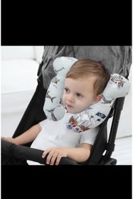 Resim Coco Dilek Pembe sarı yıldızlı Bebek boyun yastığı, puset ve Bebek Arabası yastığı 