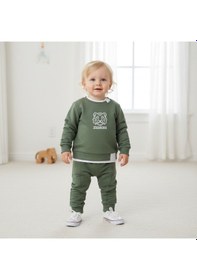 Resim Aslan Desenli Erkek Bebek Alt Üst Takım Yeşil 