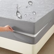 Resim 1 adet Fermuarlı Su Geçirmez Yatak Koruyucu Kapak - %100 Polyester, Toz ve Sıvı Geçirmez, 360 Derece Koruma Yurtlar ve Oteller için, Beyaz/Gri (Yastık Kılıfı Yok), Yurt Odası Gereksinimleri | Modern Yatak Koruyucu | Dayanıklı Yatak Örtüsü, Yatak Koruyucu Kapak 