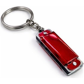 Resim Unisex Kırmızı Metal Mızıka Anahtarlık Sesli Mini Enstrüman Hediyelik 