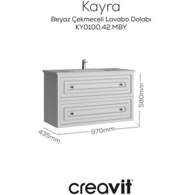 Resim Creavit Kayra Mat Beyaz Lavabo Dolabı Çekmeceli 100cm Mat Beyaz 