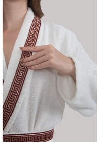 Resim Güvenal Valentis Desenli İşlemeli Kutulu Kadın Erkek Pamuk Bornoz 1 