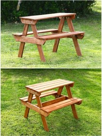 Resim Mandu Ahşap Çocuk Piknik Masası Fındık Rengi (551457742) Fındık 