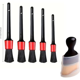Resim Bakgelal 6 Parça Araba Temizlik Fırçası Seti, Detay + Menfez Fırçası, Araç Içi Toz ve Kir Temizliği Için Ideal Set, Oto Detaylı Temizlik 5+1 Fırça Seti, Menfez, Göğüs Paneli ve Zor Alanlar Için Uygun 