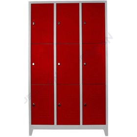 Resim Jessan Ofis 9 Lu Standart Soyunma Dolabı Gri Kırmızı 