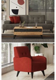 Resim Modalife Avrupa 3+1 Salon & Oturma Odası Koltuk Takımı Antrasit - Bordo 