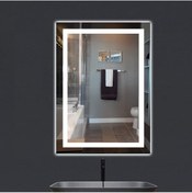 Resim Nuun Dekor 70x50 Beyaz Ledli Kumlamalı Banyo Lavabo Ofis Makyaj Kuaför Aynası -trafolu Beyaz 