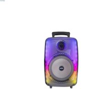 Resim LEERFEI Işıklı Büyük Boy Party Box Bluetooth Hoparlör Taşınabilir Şarjlı Ses Sistemi RADYOLU Karaoke Mic 