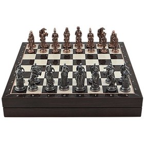Resim Gifthome Büyük Boy Metal Osmanlı-bizans Satranç Tk. Antik Ve Ceviz Desenli Sandıklı Mdf Tahtası 36x36 Cm. 