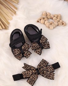 Resim kidello Siyah Kurdeleli Kız Bebek Patik Bandana Seti 