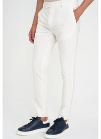 Resim Efor Slim Fit Yan Cepli Esnek Düz Beyaz Pamuk Pantolon P 1197 Beyaz 