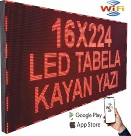 Resim Led Tabela 16x224cm Çift Taraflı Kırmızı Kayan Yazı-wifi 