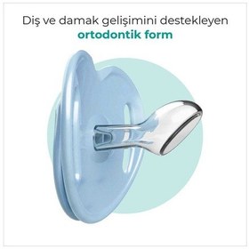 Resim Mamajoo Ortodontik Emzik Seti 6 Ay+ Powder Blue | İkili, Silikon, Damaklı | Sterilizasyon & Saklama Kabı 