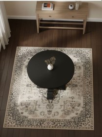 Resim Orleans Fransız Still Yuvarlak Ahşap Yemek Masası 120x120 Siyah 