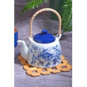 Resim TeknoKapsül Porselen Diyarı Bambu 18 cm Kare Çaydanlık Altlığı Tencere Altlığı 