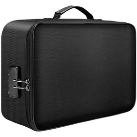 Resim Çok İşlevli Çok Katmanlı Belge Çantası Büyük Kapasiteli Yangına Dayanıklı Su Geçirmez Dosya Sertifika Saklama Çantası Şifre Kilidi İle Diğer 