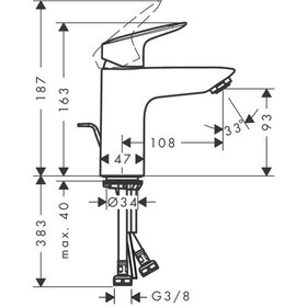 Resim Hansgrohe Logis Tek Kollu Lavabo Bataryası 100 Düşük Debi Krom 71 