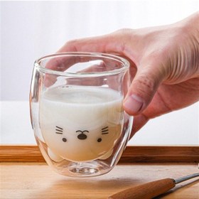 Resim Sevimli Kedi Çidarlı Cam Bardak Siyah 