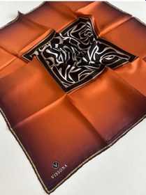 Resim Vissona Tivil İpek Eşarp 17536 - 3 - 0014 - 0001 Taba Siyah Zebra Batik Desen taba 